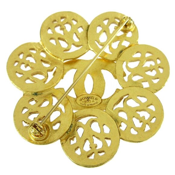 Chanel Flower Brooch Pin Gold 95A 73726 - Picture 2 of 4